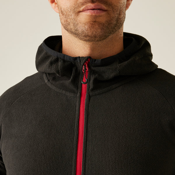 Regatta Navigate Full Zip Hooded Fleece Black/Red M