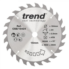 TREND CSB/18424 CRAFT SAW BLADE 184MM X 24T X 16MM  Main Image