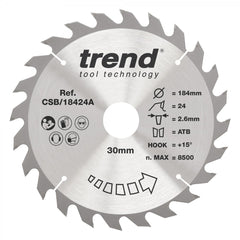 TREND CSB/18424A CRAFT SAW BLADE 184MM X 24T X 30MM  Main Image
