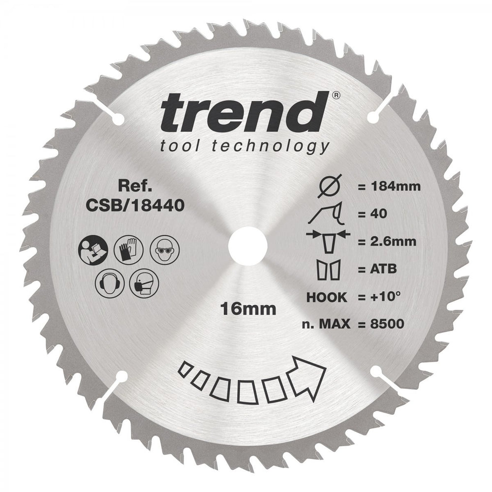 TREND CSB/18440 CRAFT SAW BLADE 184MM X 40T X 16MM  Main Image