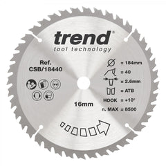 TREND CSB/18440 CRAFT SAW BLADE 184MM X 40T X 16MM  Main Image