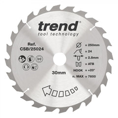 TREND CSB/25024 CRAFT SAW BLADE 250MM X 24T X 30MM  Main Image