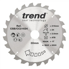 TREND CSB/CC21624 CRAFT BLADE CC 216MM X 24T X 30MM   Main Image