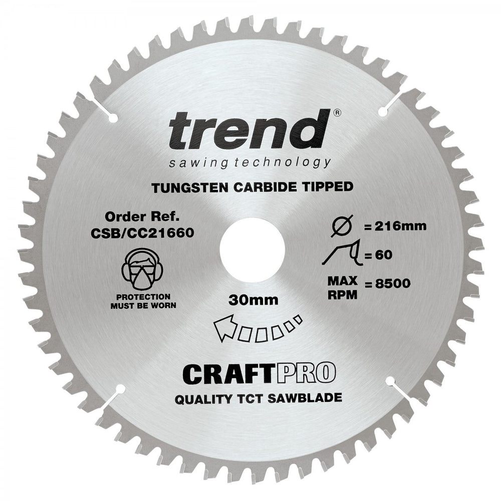 TREND CSB/CC21660 CRAFT BLADE CC 216MM X 60T X 30MM   Main Image