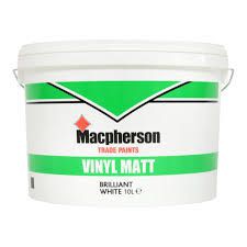 Macpherson 10 Litre Brilliant White Vinyl Matt Emulsion *Hard wearing Finish*